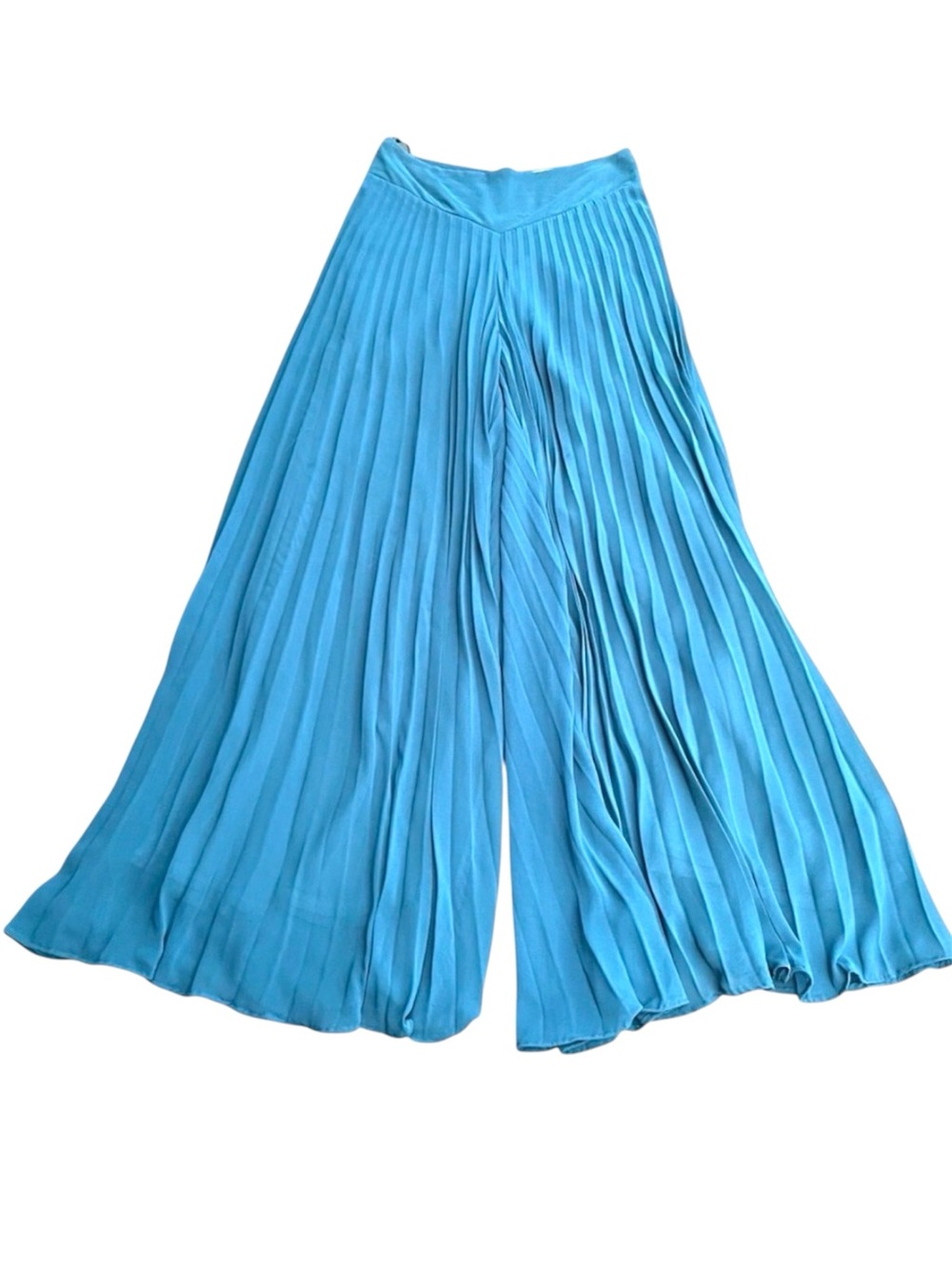 LUSH Teal Flowy Pleated Wide Leg Palazzo Pants (S)